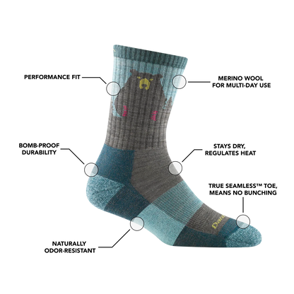 Women's Bear Town Micro Crew Lightweight Hiking Socks
